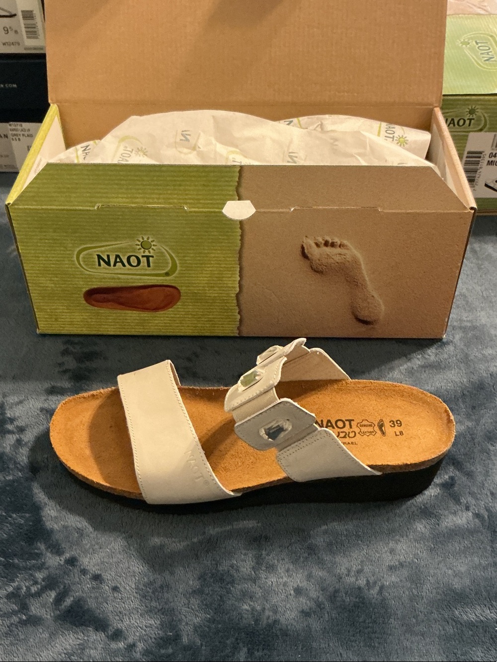 Naot Cream Two-Strap Adjustable Slide Sandal